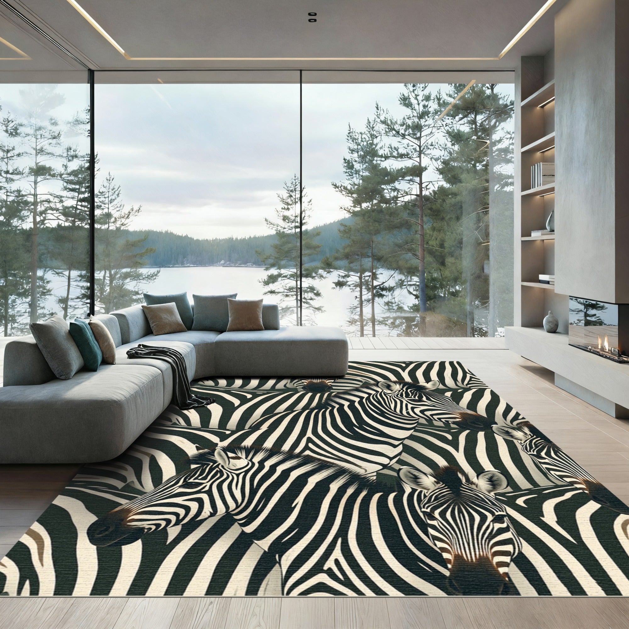 African Equine Stripes Overlay Rug