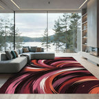 Burgundy Pink Swirl Brushstroke Rug