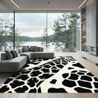 Modern Black and White Giraffe Spot Rug
