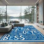 Blue Whimsical Aquatic Animals Alphabet Rug