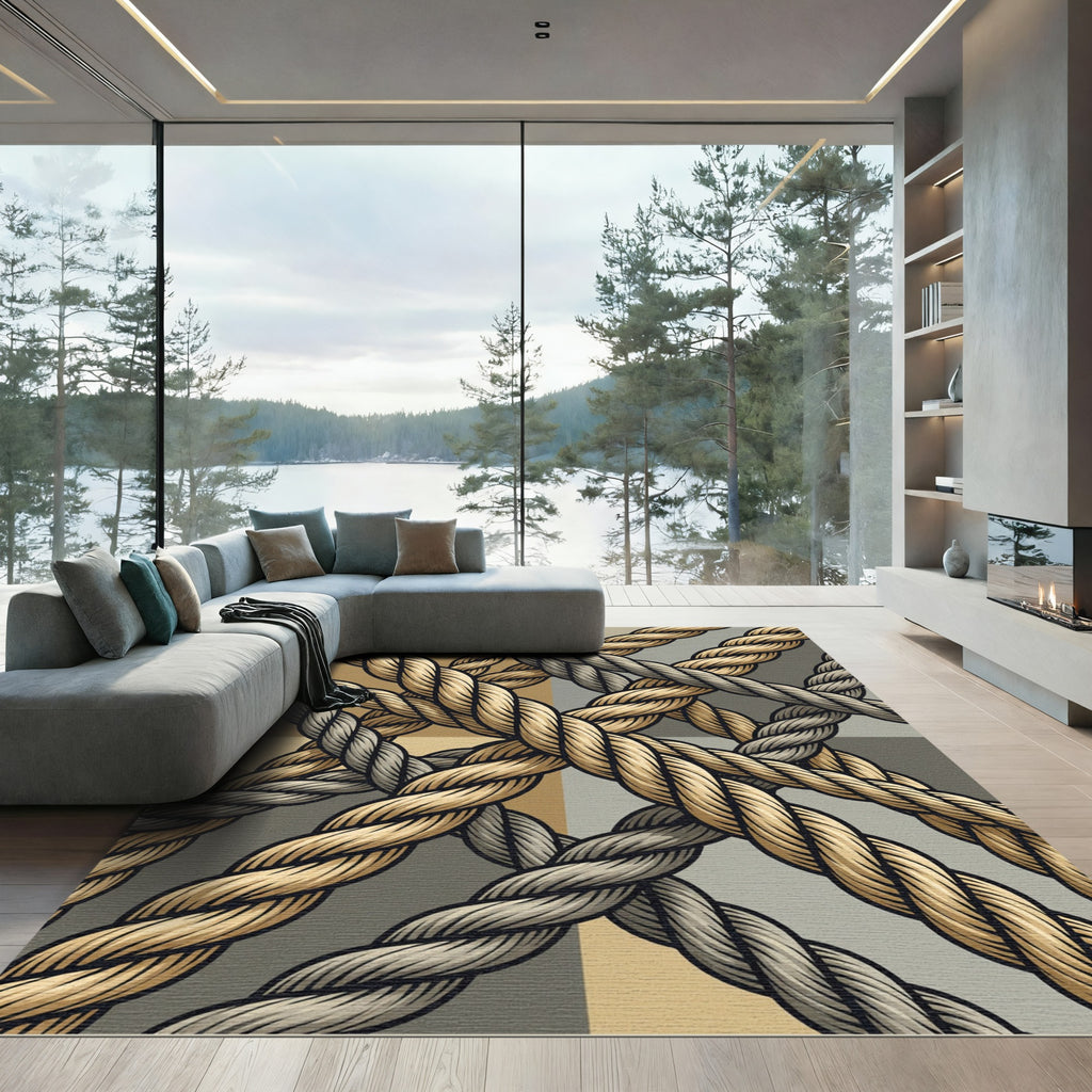Intertwined Rope Geometric Composition Rug