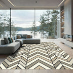 Modern Neutral Chevron Geometric Wood Tone Rug