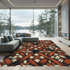 Terracotta Earthy Geometric Lattice Weave Rug