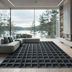 Modern Charcoal Three-Dimensional Grid Rug