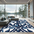 Indigo Nautical Anchor Rope Weave Rug