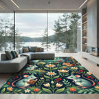 Whimsical Forest Mouse Floral Tale Rug