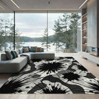 Monochromatic Splatter Camouflage Abstract Rug