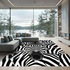 Striking Zebra Head Black White Stripes Rug