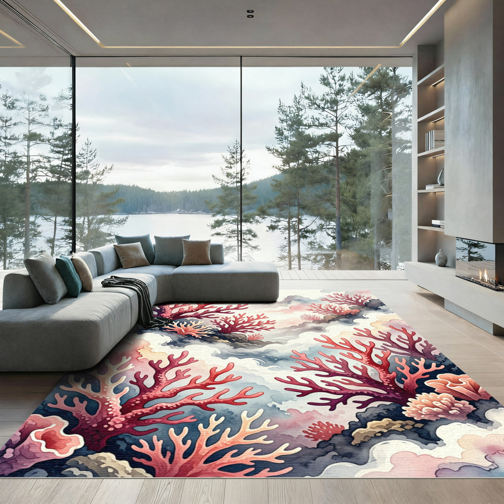 Coral Garden Watercolor Reef Rug