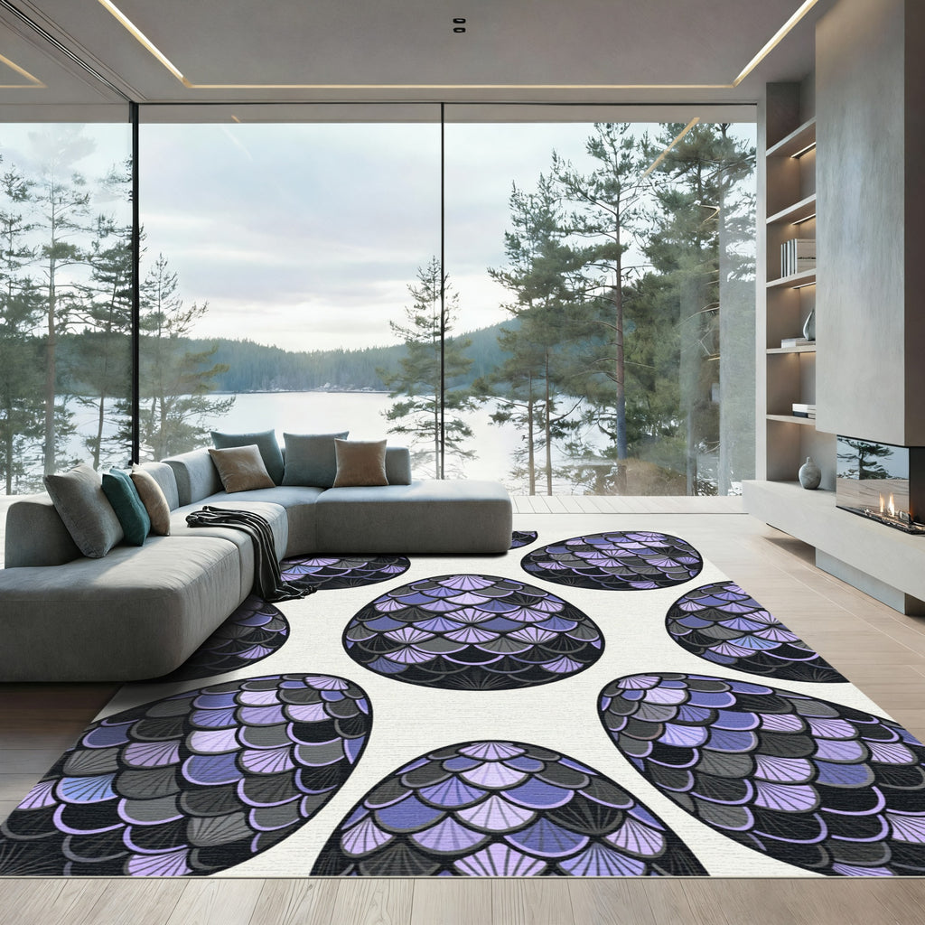 Elegant Violet Dragon Scale Geometric Rug