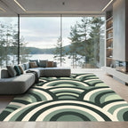 Sage Green Mid Century Arch Geometric Rug