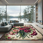 Vintage Pink Carnation Bouquet Illustration Rug