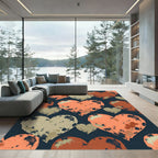 Distressed Burnt Orange Heart Abstract Rug