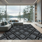 Charcoal Modern Geometric Interlocking Diamond Rug