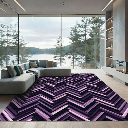 Abstract Violet Chevron Herringbone Texture Rug