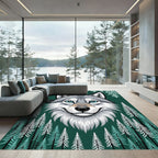 Gray Wolf Forest Scene Rug