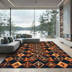 Copper Geometric Desert Cross Diamond Rug