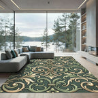Elegant Sage and Cream Acanthus Scroll Rug