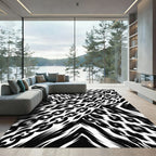 Bold Black Chain Leopard Print Rug