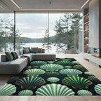 Emerald Teal Seashell Array Rug