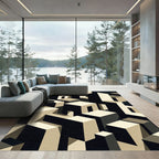 Geometric Isometric Monotone Skyscraper Art Rug
