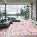 Whimsical Pink Land of Castle Creatures Rug
