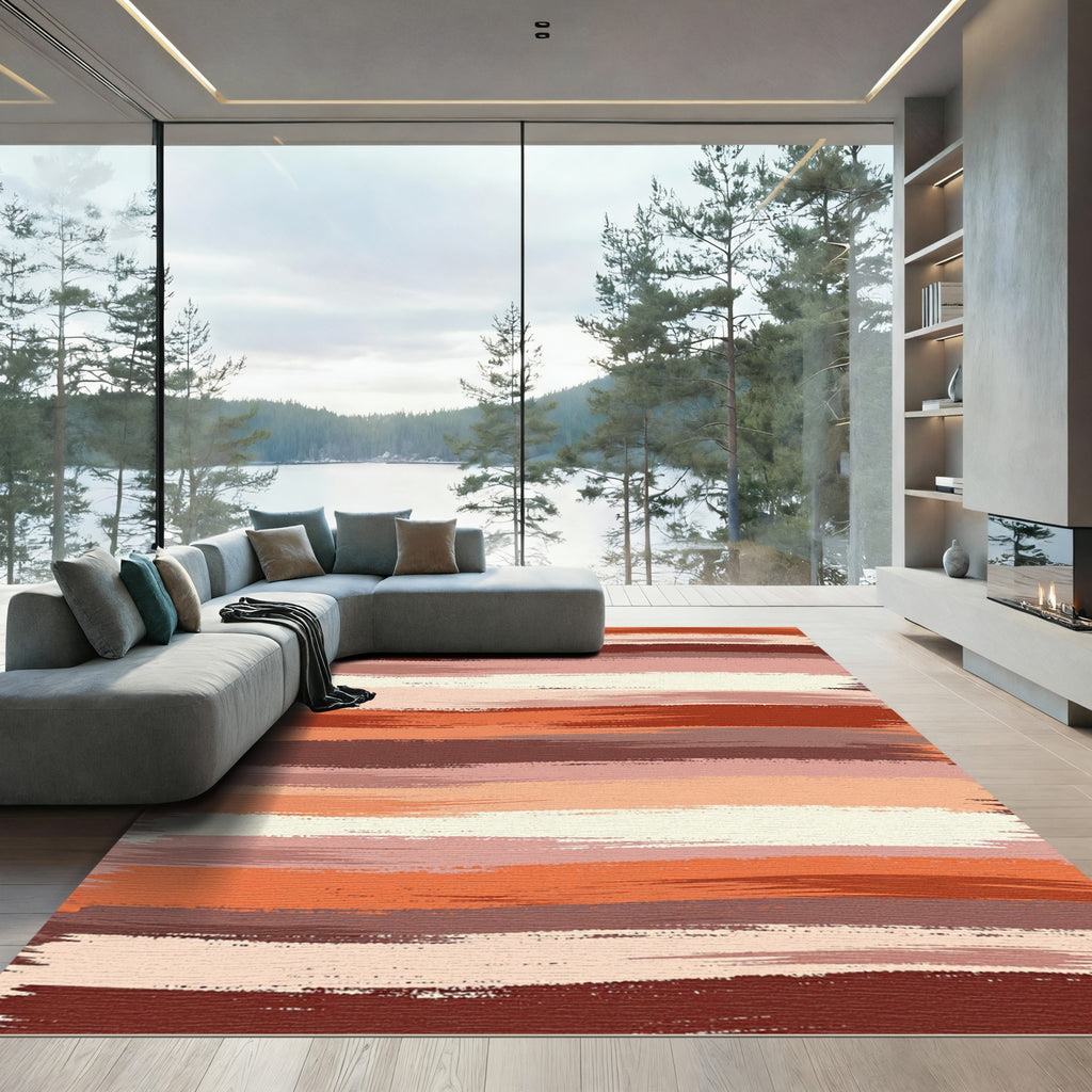 Earthy Brushstroke Stripe Rug