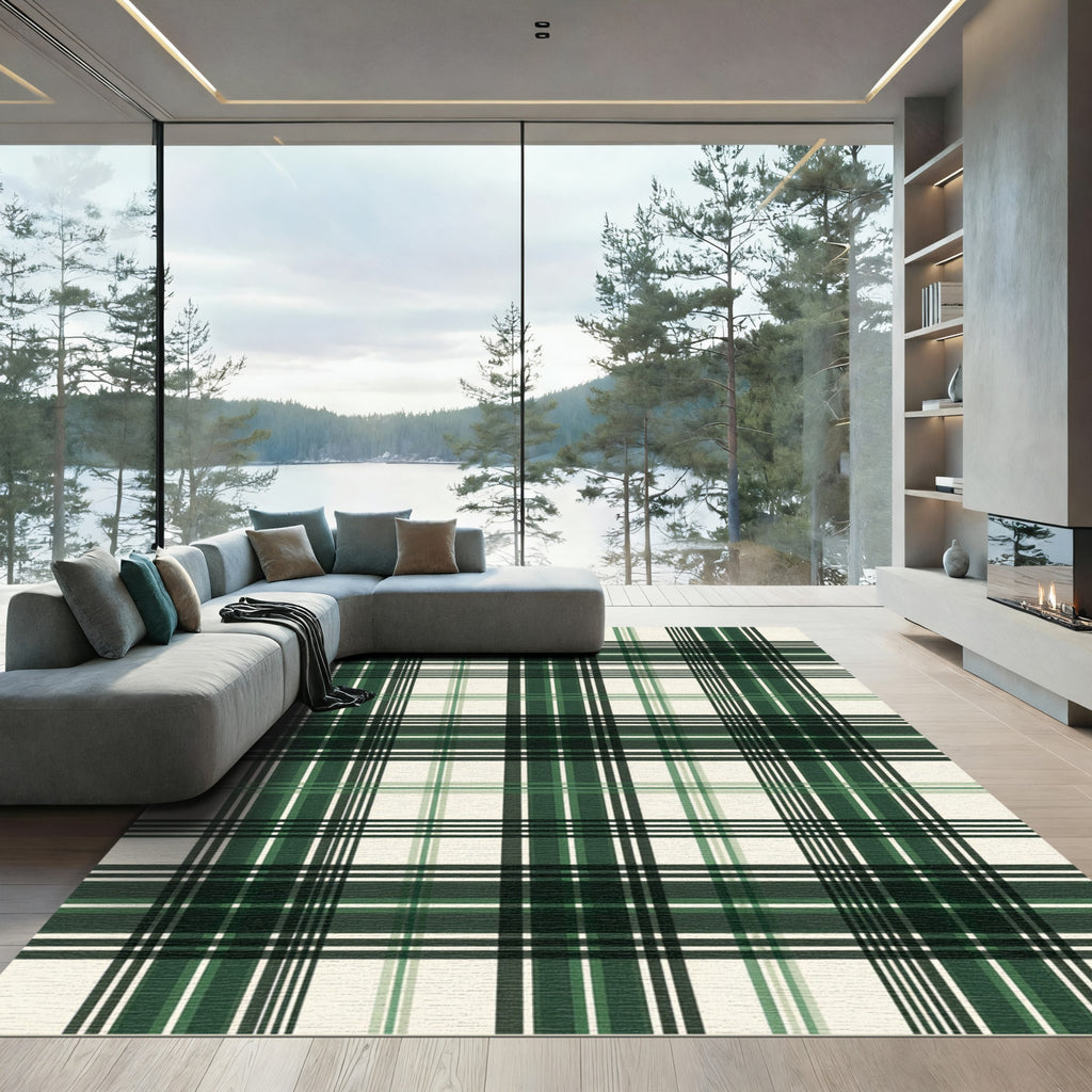 Classic Green Tartan Plaid Rug