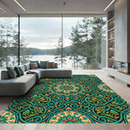 Emerald Green Arabesque Medallion Rug