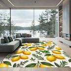 Sunny Lemon and Botanical Herb Illustration Rug