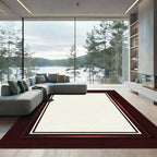 Dark Red Ivory Layered Border Rug
