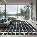 Dark Gray Lattice Window Rug