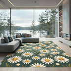 Sage Green Wildflower Daisy Meadow Rug