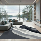 Minimalist Monochrome Alpine Peak Mountain Rug