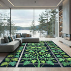 Lush Green Botanical Trellis Tapestry Rug