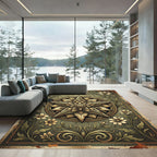Vintage Gold Floral Star Medallion Rug