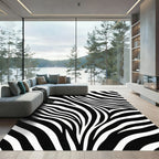 Bold Monochromatic Zebra Stripe Abstract Rug