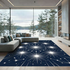 Celestial Midnight Starburst Geometric Rug