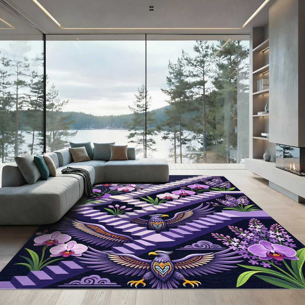 Purple Orchids and Eagles Stairs Rug