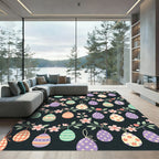 Floral Easter Egg Garland Dark Backdrop Rug