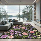 Pink Lavender Floral Garden Garland Rug
