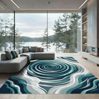 Deep Teal Swirl Abstract Flow Rug