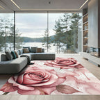 Watercolor Blush Rose Floral Art Rug