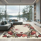 Crimson and Rose Heart Vine Swirl Rug