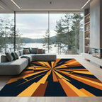Golden Geometric Sunburst Abstract Rays Rug