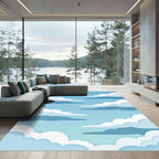 Ethereal Blue Sky Layered Cloud Landscape Rug