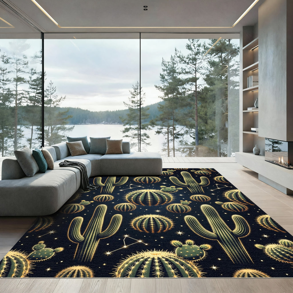 Night Sky Cactus Constellation Rug