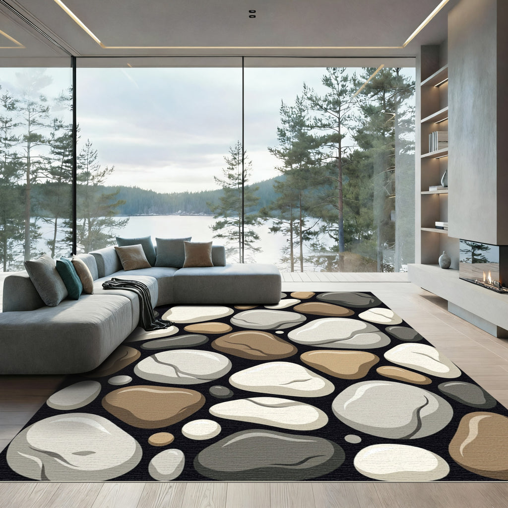 Smooth River Stone Aggregate Texture Rug