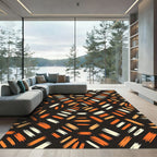 Orange White Brush Stroke Medallion Rug