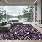 Elegant Deep Purple Floral Mandala Rug